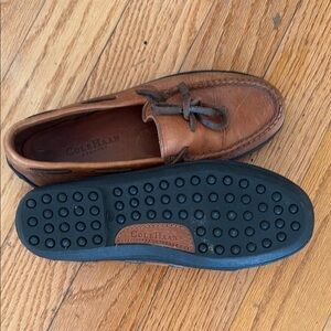 Cole Haan Brown Boat Shoes with Leather Bow Lacing